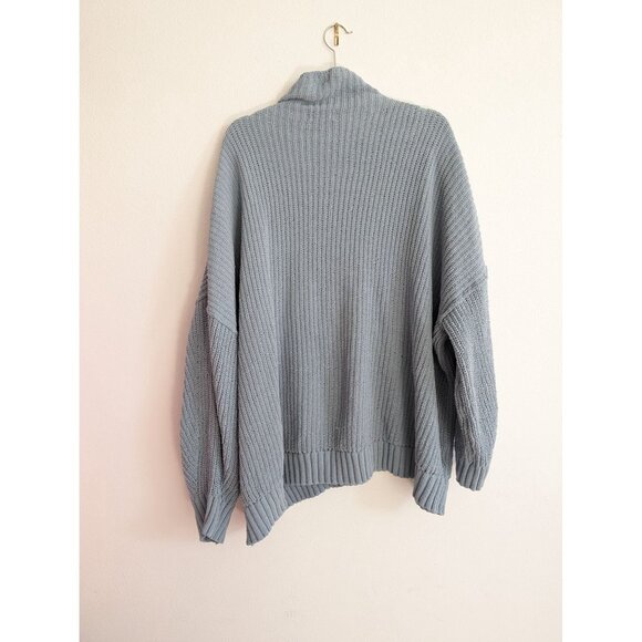 AERIE Women’s Cozy Up Oversized Knitted Chunky Ribbed BLUE Sweater XL - Picture 5 of 7